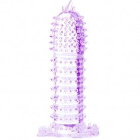 BAILE FUNDA PARA PENE CON PUNTOS ESTIMULANTES MORADO 14 CM