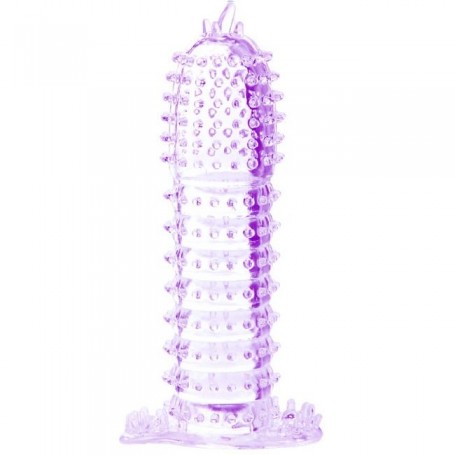 BAILE FUNDA PARA PENE CON PUNTOS ESTIMULANTES MORADO 14 CM