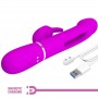 PRETTY LOVE KAMPAS VIBRADOR RABBIT 3 EN 1 MULTIFUNCIoN CON LENGUA FUCSIA