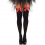 LEG AVENUE MEDIAS ALTAS NEGRAS CON LACITO ROJO TALLA uNICA