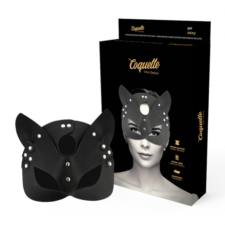 COQUETTE CHIC DESIRE MaSCARA CUERO VEGANO CON OREJAS DE GATO