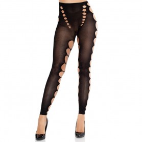 LEG AVENUE MEDIAS OPACAS SIN COSTURAS CON CORTE EN LOS PIES NEGRO