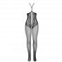 SUBBLIME 951849 BODYSTOCKING DE REJILLA COPA ABIERTA Y CUELLO HALTER NEGRO TALLA uNICA