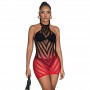 SUBBLIME 952242 VESTIDO DE REJILLA ELaSTICO DEGRADADO ROJO Y NEGRO TALLA uNICA