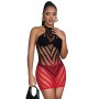 SUBBLIME 952242 VESTIDO DE REJILLA ELaSTICO DEGRADADO ROJO Y NEGRO TALLA uNICA
