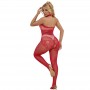 SUBBLIME 952372 BODYSTOCKING CROTCHLESS DE REJILLA Y ENCAJE CON CUELLO ALTO ROJO TALLA uNICA