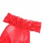 SUBBLIME 952372 BODYSTOCKING CROTCHLESS DE REJILLA Y ENCAJE CON CUELLO ALTO ROJO TALLA uNICA