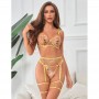 SUBBLIME 954352 SUJETADOR TANGA LIGUEROS DISENO FLORAL AMARILLO L XL