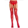 LEG AVENUE MEDIAS DE ENCAJE CON LIGAS ROJO
