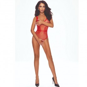 PASSION BS115 BODYSTOCKING REJILLA ROJO