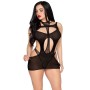 LEG AVENUE 81680 MINI VESTIDO OPACO Y TEDDY HALTER NEGRO TALLA uNICA