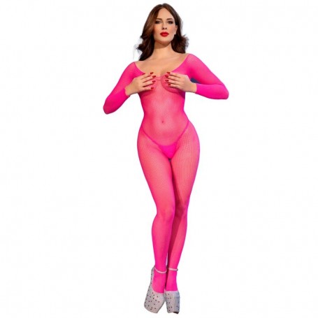 CHILIROSE CR 4894 BODYSTOCKING MALLA ROSA NEON S M