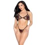 LEG AVENUE 86147 TOP DE BRA DE RED Y PANTY G STRING NEGRO TALLA uNICA