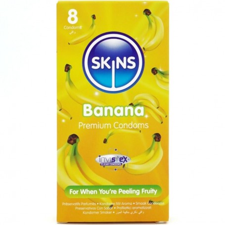 SKINS PRESERVATIVOS PREMIUM SABOR PLaTANO PACK 8
