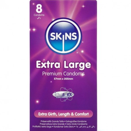 SKINS TAMANO XL PRESERVATIVOS PREMIUM PACK 8