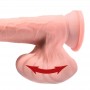 KING COCK PLUS DILDO REALISTA TRIPLE DENSIDAD CON TESTiCULOS OSCILANTES 23 CM COLOR NATURAL