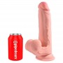 KING COCK PLUS DILDO REALISTA TRIPLE DENSIDAD CON TESTiCULOS OSCILANTES 23 CM COLOR NATURAL