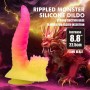POWER MONSTERS RIPPLIED MONSTER DILDO FANTASiA CON VENTOSA 225 CM Ø 55 CM ROSA Y AMARILLO