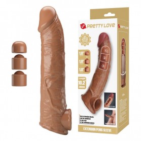 PRETTY LOVE FUNDA EXTENSORA PARA PENE AJUSTABLE 26 CM Ø 4 CM COLOR MARRoN
