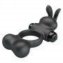 PRETTY LOVE ANILLO VIBRADOR PARA PENE CON ESTIMULADOR DE CONEJITO 10 FUNCIONES NEGRO