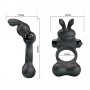 PRETTY LOVE ANILLO VIBRADOR PARA PENE CON ESTIMULADOR DE CONEJITO 10 FUNCIONES NEGRO