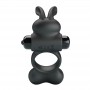 PRETTY LOVE ANILLO VIBRADOR PARA PENE CON ESTIMULADOR DE CONEJITO 10 FUNCIONES NEGRO