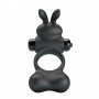 PRETTY LOVE ANILLO VIBRADOR PARA PENE CON ESTIMULADOR DE CONEJITO 10 FUNCIONES NEGRO