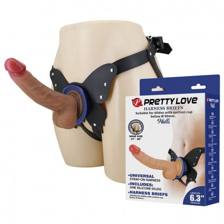PRETTY LOVE YETI ARNeS STRAP ON CON DILDO Y VENTOSA CARNE