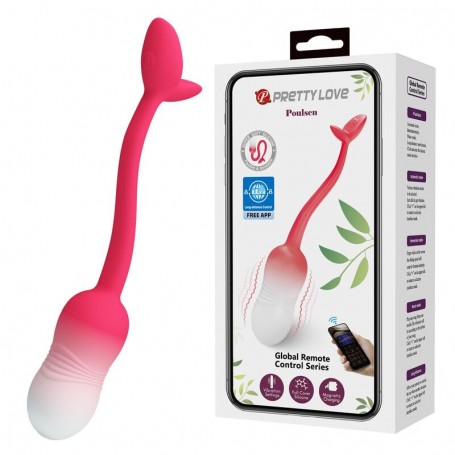 PRETTY LOVE HUEVO VIBRADOR PULSEN CONTROL APP 12 FUNCIONES RECARGABLE USB ROSA