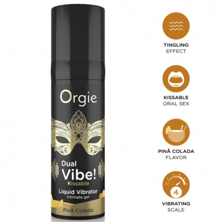 ORGIE DUAL VIBE PINA COLADA GEL iNTIMO BESABLE EFECTO VIBRANTE 15 ML