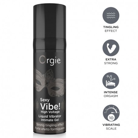 ORGIE SEXY VIBE HIGH VOLTAGE GEL iNTIMO EFECTO VIBRANTE EXTRA FUERTE 15 ML