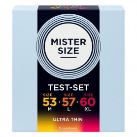 MISTER SIZE PACK MUESTRA PRESERVATIVOS TALLA 53 57 60 MM 3 UNIDADES