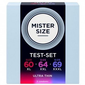 MISTER SIZE PACK MUESTRA PRESERVATIVOS TALLA 60 64 69 MM 3 UNIDADES