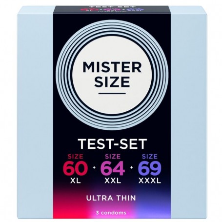 MISTER SIZE PACK MUESTRA PRESERVATIVOS TALLA 60 64 69 MM 3 UNIDADES