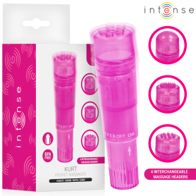 INTENSE KURT MINI MASAJEADOR CON 4 CABEZALES INTERCAMBIABLES ROSA
