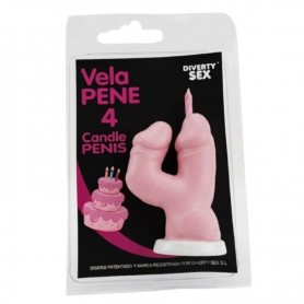 DIABLO PICANTE VELA PENE EN FORMA DE NuMERO 4 COLOR ROSA