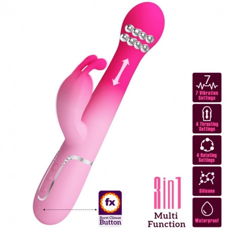 PRETTY LOVE DEJON VIBRADOR RABBIT 3 EN 1 MULTIFUNCIoN ROSA