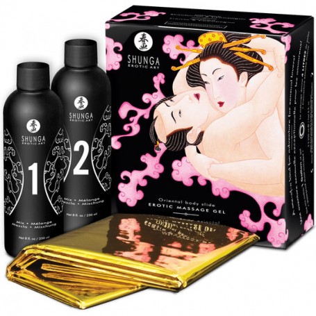 SHUNGA GEL DE MASAJE ERoTICO CUERPO A CUERPO ORIENTAL FRESAS Y CAVA