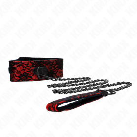 KINK COLLAR CON CORREA 105 CM DE ENCAJE CON CINTURoN DE CUERO REAL 44 X 55 CM