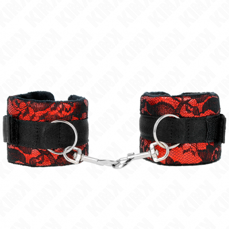 KINK MUNEQUERAS CORTAS DE ENCAJE TERCIOPELO Y UNIoN DE NYLON ROJO NEGRO 23 X 65 CM