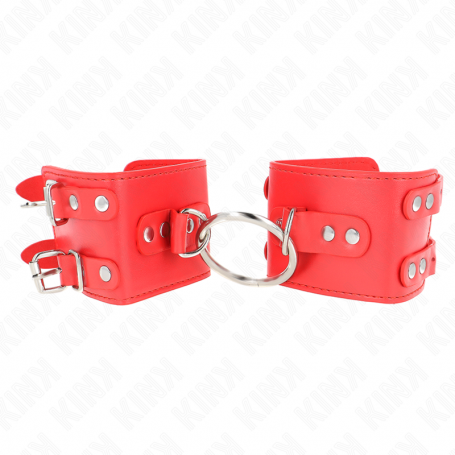 KINK MUNEQUERAS FIJAS CON ANILLA Y TACHUELAS ROJO AJUSTABLE 17 22 CM X 65 CM