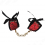 KINK MUNEQUERAS DISENO ESCaNDALO ROJO NEGRO DETALLE LAZO 245 CM X 65 CM