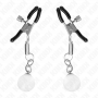 KINK PINZAS PARA PEZONES PLATEADAS CON COLGANTE DE VIDRIO 6 CM