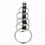 KINK 5 ANILLOS PENE METAL 32 CM A 5 CM CONECTADOS POR POLIPIEL