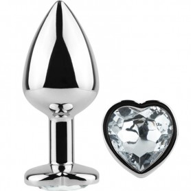 SECRETPLAY METAL BUTT PLUG CORAZoN TRANSPARENTE TALLA S 7 CM