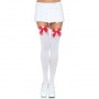 LEG AVENUE MEDIAS NYLON BLANCO Y LAZO ROJO