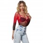 SUBBLIME 952259 VESTIDO DE REJILLA ELaSTICO MANGA LARGA DEGRADADO ROJO Y NEGRO TALLA uNICA