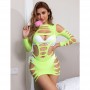 SUBBLIME 952280 VESTIDO DE REJILLA ELaSTICO MANGA LARGA VERDE TALLA uNICA