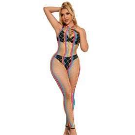 SUBBLIME 952358 VESTIDO DE REJILLA CUELLO HALTER ARCOIRIS TALLA uNICA