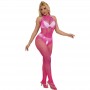 SUBBLIME 952389 BODYSTOCKING CROTCHLESS DE REJILLA Y ENCAJE CON CUELLO ALTO ROSA TALLA uNICA